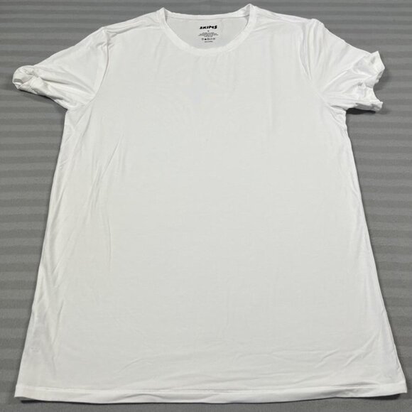 Skims Shirt Womens Medium White Crew Neck Basic Modal Spandex Short Sleeve Tee - Picture 9 of 9